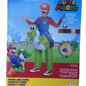 Super Mario Riding Yoshi Inflatable Halloween Costume Nintendo Kids One Size NEW